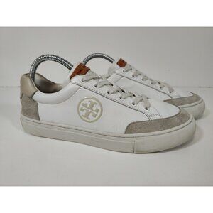 Tory Burch Leather Shoes Women's 9.5 M Fashion Sneakers White Gray 83626